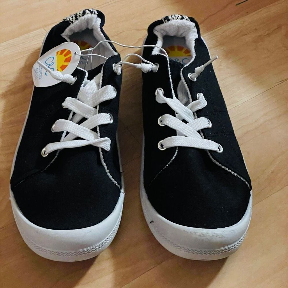 NWT C&C California 9 Gorgeous Scrunch Back Black Sneaker Slip-Ons No Tie Shoes - Picture 9 of 12